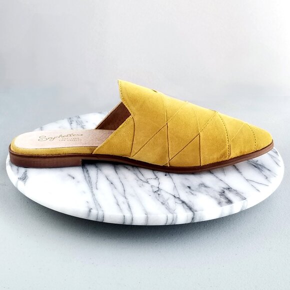 NIB Seychelles Survival Suede Woven Mules in Yellow Women Size 10 NWOT NEW! - Picture 6 of 16